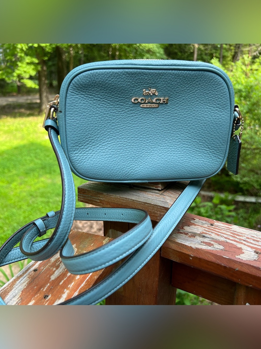 Coach Mini Jamie Camera Bag Marine Teal Pebbled Leather